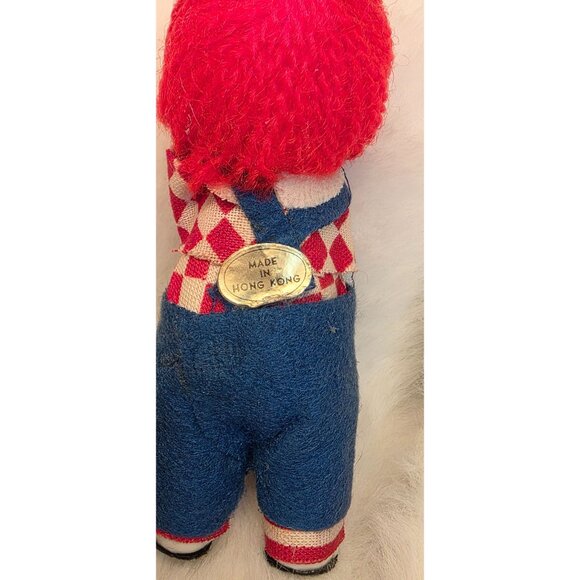 Vintage Raggedy Ann & Andy Felt Cloth Christmas Ornaments Made in Hong Kong - Picture 3 of 4